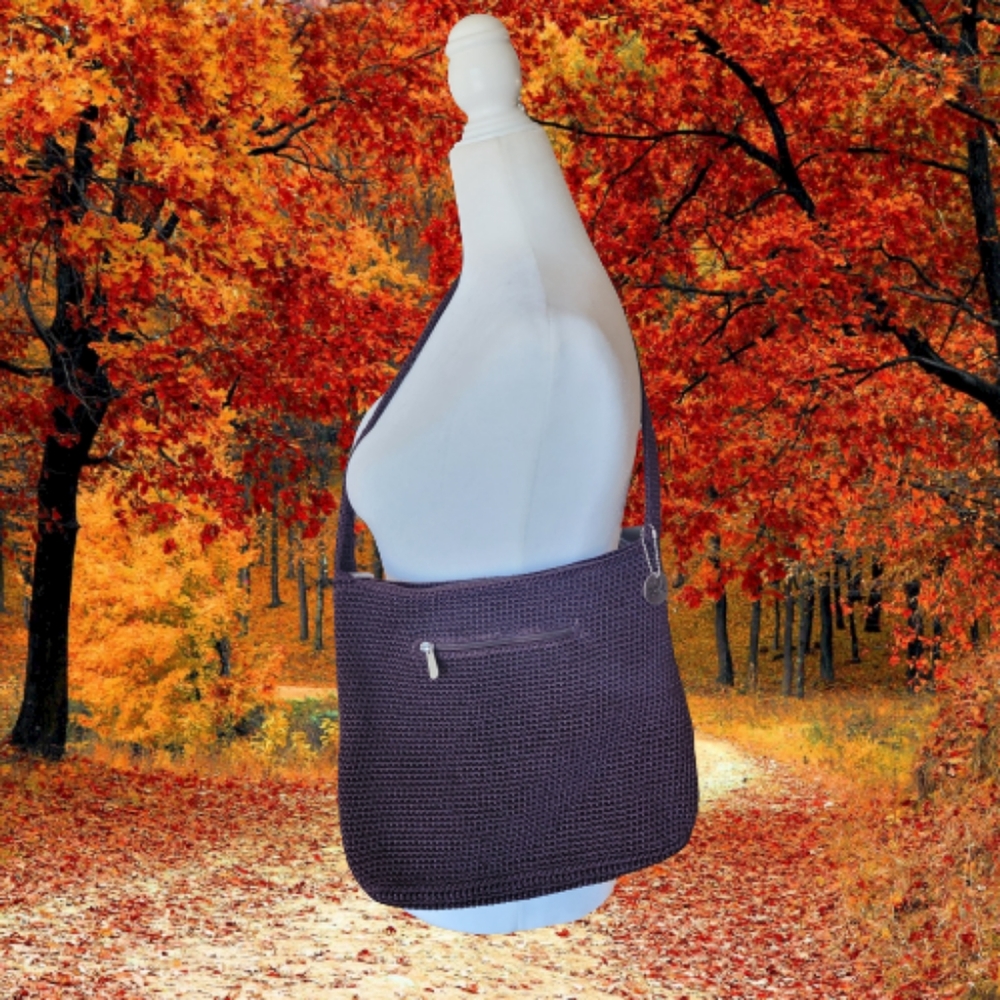 The Sak Crochet Shoulder Bag in Plum